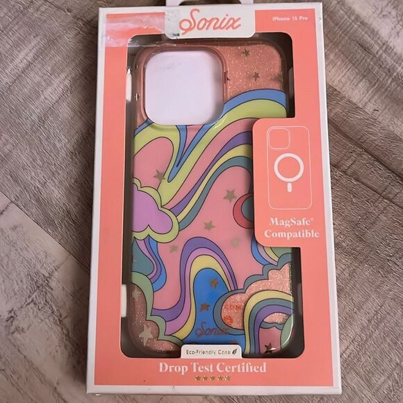 Sonix iPhone 15 Pro Case - Pink and Blue Swirl ‘Illusion’ design - Picture 3 of 5